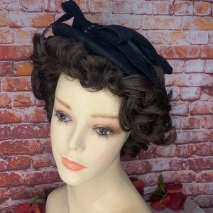 Vintage 40s Glenover Henry Pollack Tilt Felt Black Wool Felt Rhinestone …